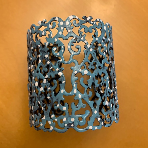 Hand painted wide cuff adjustable bracelet. - Picture 1 of 11